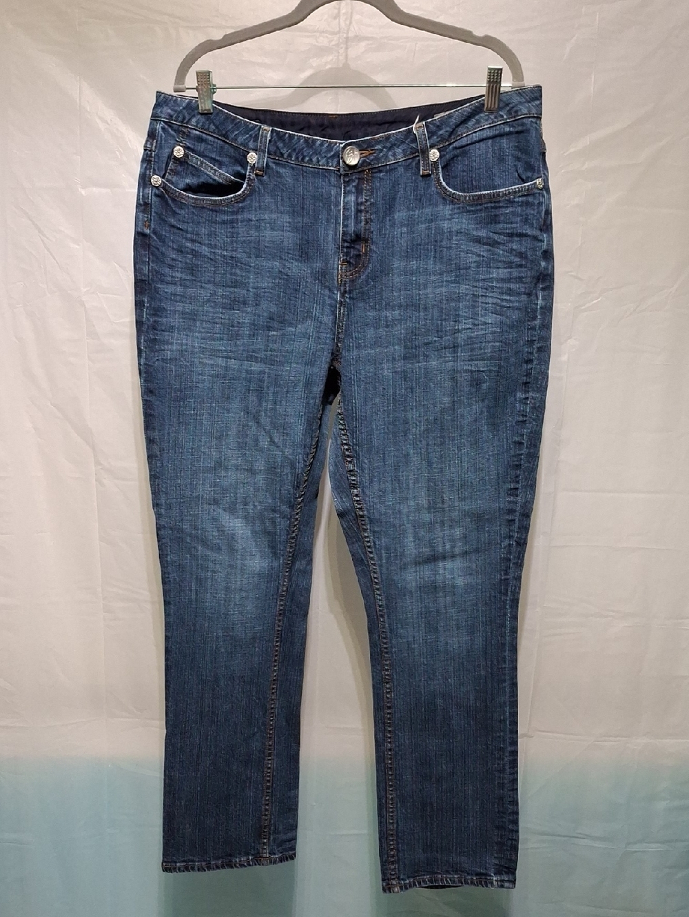 Seven7 Women's Straight Leg Jeans in Dark Blue Wash
